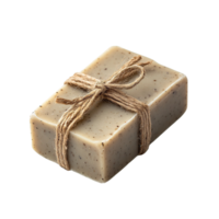 Aesthetic Handmade Botanical Soap Bar with Rustic Twine Packaging Isolated on Transparent Background png