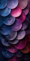 Abstract textured design with vibrant layered circles in shades of purple blue and pink modern art photo