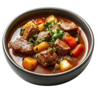 Hearty and Savory Hungarian Goulash Stew with Chunks of Beef, Carrots, and Potatoes png