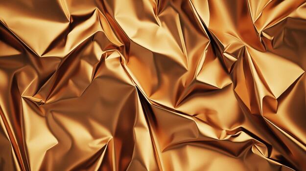 Luxurious crumpled gold metallic texture background with shiny and reflective surface photo