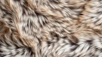Close-up of soft, fluffy fur texture in natural brown and beige tones photo