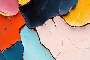 Abstract texture of cracked paint in vibrant multicolored layers photo