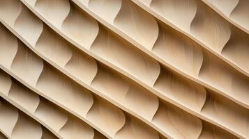 Close-up of abstract wooden geometric pattern with wavy textured surface photo