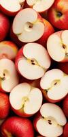 Close-Up of Fresh Red Apple Halves in a Crisp and Juicy Pattern Digital Illustration for Mobile Wallpaper Art photo