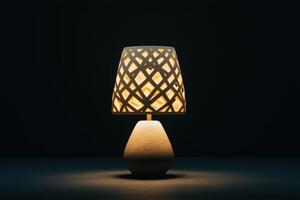 Modern table lamp with geometric light patterns for interior design themes photo