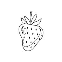 Black and white outline illustration of a strawberry. Hand-drawn, minimalistic design perfect for coloring books, prints, stickers, and graphic design projects. vector