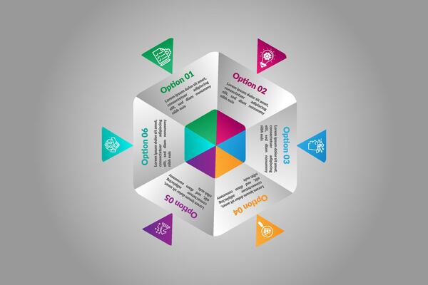 3d style polygon shapes business infographic design.
