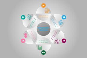 Circle style 6 option business infographic design. vector