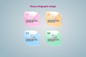Glossy business communication 4 data infographic design. vector