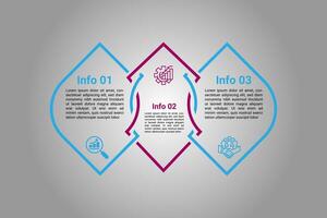 Line art 3 step infographic design template. vector