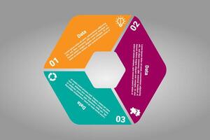 Polygon style 3 option info data template design. vector