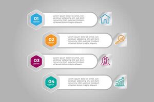 Timeline information presentation design with 4 step data. vector