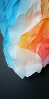 Colorful Wrinkled Paper Texture Background, Abstract Design with Gradient Blue and Orange Tones photo