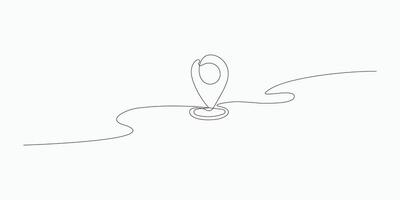 Map pin location continuous one line art decoration illustration vector