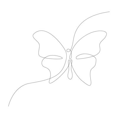 Continuous butterfly single line art drawing 1