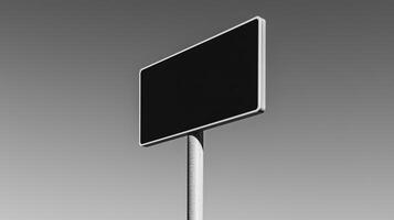 Blank Black Sign on Post Against Minimalist Background, Symbol of Space for Message or Direction, Clean and Modern Design photo