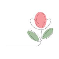 Continuous one line art drawing of beauty tulips flower 2 vector