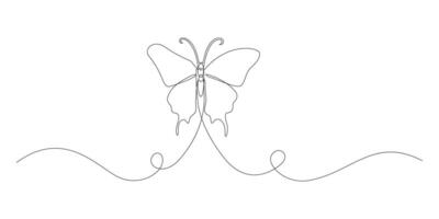 Continuous butterfly single line art drawing illustration 1 vector
