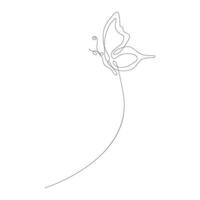 continuous butterfly single line art drawing vector