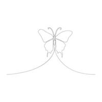 Continuous butterfly one line art 4 vector