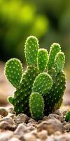 Close-Up of Green Cactus in Desert Environment, Nature and Botanical Detail, Ideal for Gardening and Nature-Themed Illustrations photo