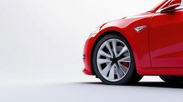 Close-Up of Red Sports Car Wheel and Fender, Sleek Automotive Design for Modern Branding photo