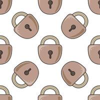 Hand drawn seamless pattern with vintage padlock in earthy colors vector