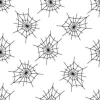 Hand drawn seamless pattern with spiderwebs in black and white vector