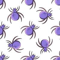Magic purple spider seamless pattern in cartoon style with white background vector