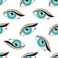 Hand drawn seamless pattern with turquoise eyes in modern style vector