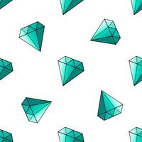 Hand drawn seamless pattern with gemstones in vibrant teal tones vector