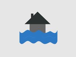 A simple illustration depicts a house with a black triangular roof and gray body vector