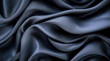 Dark Silk Fabric with Smooth Flowing Texture, Elegant and Luxurious Background for Design photo