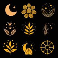 Nature with Golden Leaves and Branches A Tranquil Artistic Design vector