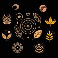 Elegant Nature with Golden Leaves and Branches A Tranquil Artistic Design vector