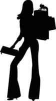 Shopping Girl Silhouette with Flat Design vector