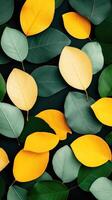 Abstract Green and Yellow Leaves Pattern, Ideal for Nature-Inspired Designs and Background Textures photo