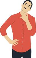 Illustration of Male Confused and Thinking on White Background vector