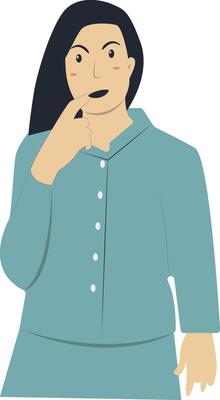 Illustration of Female Confused and Thinking Isolated on White Background