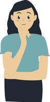 Illustration of Female Confused and Thinking with Flat Design. vector
