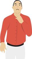 Illustration of Male Confused and Thinking Isolated on White Background. vector