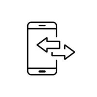 Phone call sync icon, phone transfer line icon, device data exchange process, device sharing icon, cloud connection sign, mobile phone data transfer symbol. vector