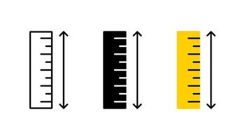 Ruler icon in outline and solid black. Measurement ruler icon. vector
