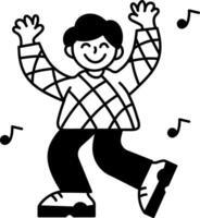 A hand drawn illustration of a character dancing at a party vector