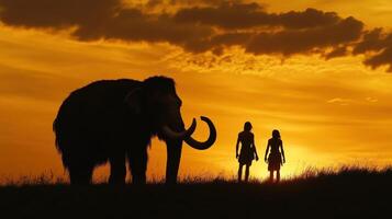 Majestic Elephant Silhouette Against Vibrant Sunset - Perfect for Nature and Wildlife Enthusiasts photo