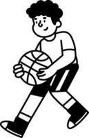 Doodle illustration of a player doing basketball practice vector