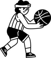 A doodle character illustration depicting basketball hobby vector