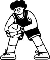 A doodle style illustration depicting a basketball player vector