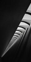 Black and white photograph of a curved wall photo