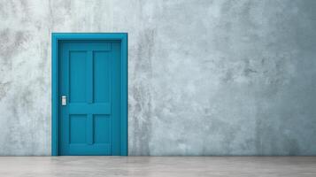 A blue door is open in an empty room photo